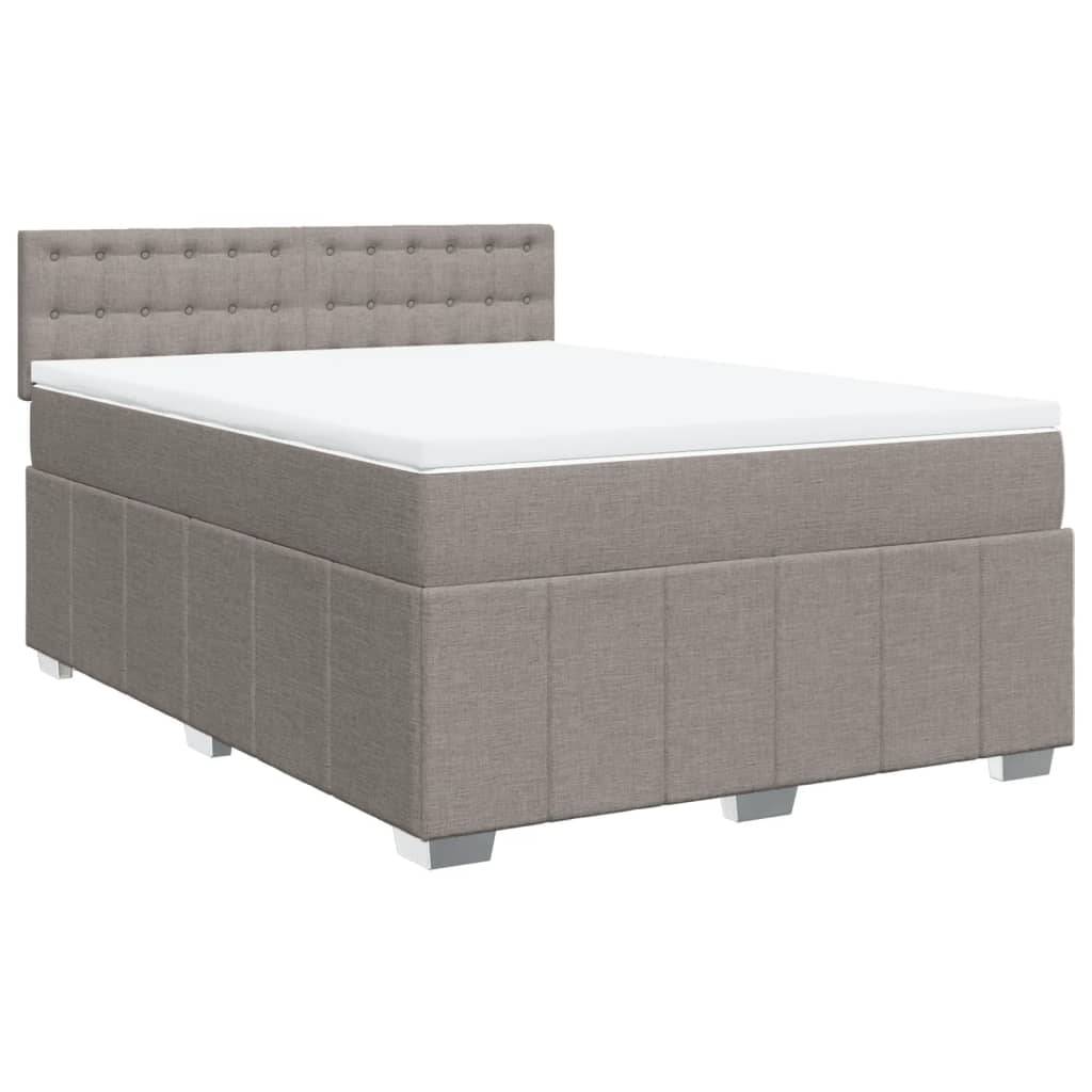 vidaXL Boxspringbett mit Matratze Taupe 160x200 cm Stoff