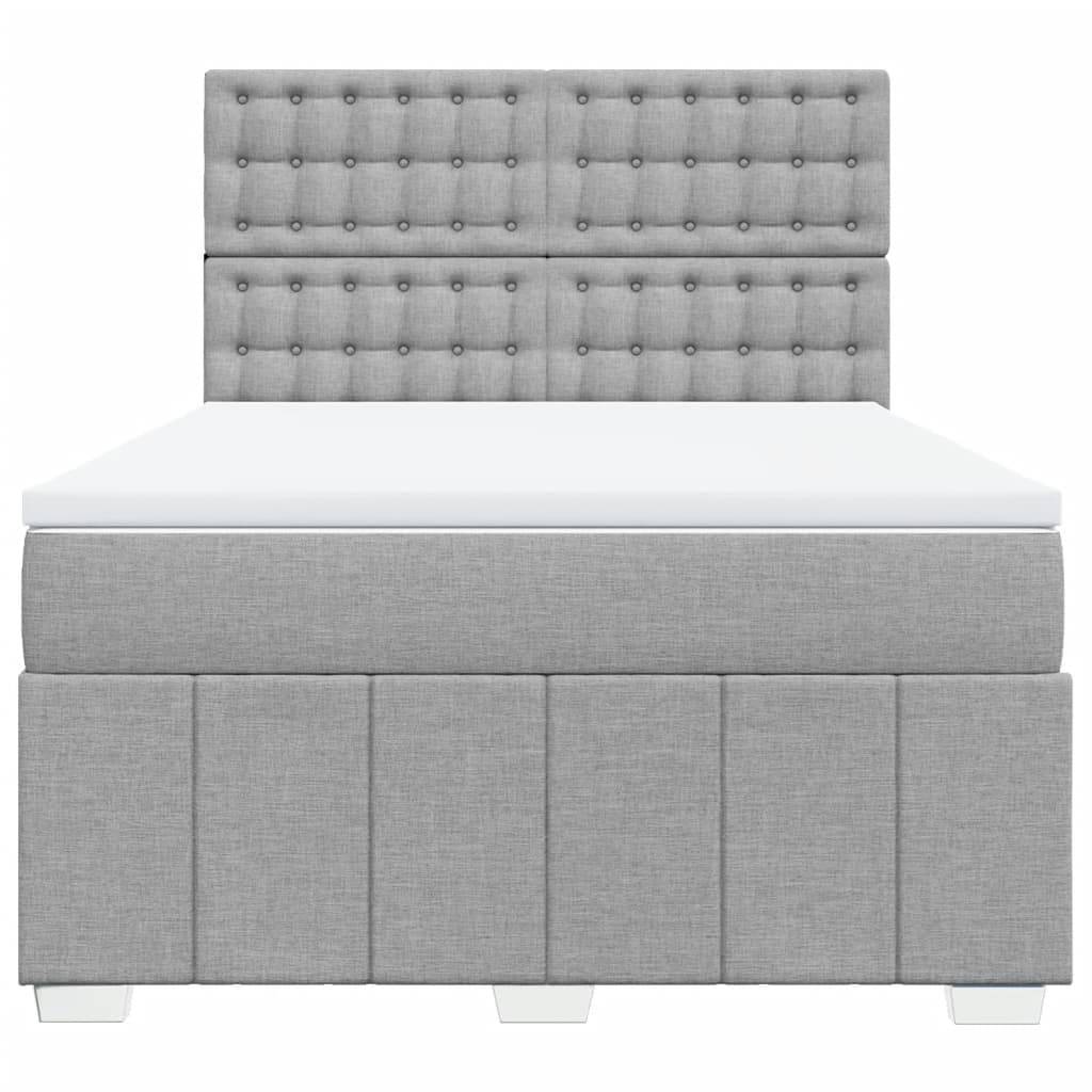 vidaXL Boxspringbett mit Matratze Hellgrau 140x190 cm Stoff