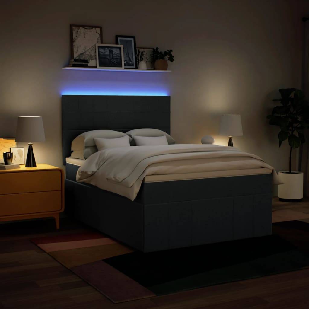 vidaXL Boxspringbett mit Matratze Blau 140x200 cm Stoff