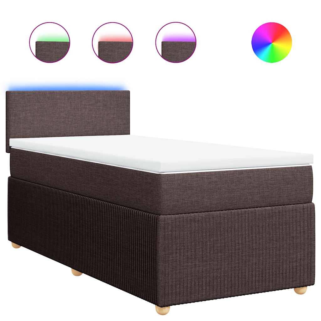 vidaXL Boxspringbett mit Matratze Dunkelbraun 90x190 cm Stoff