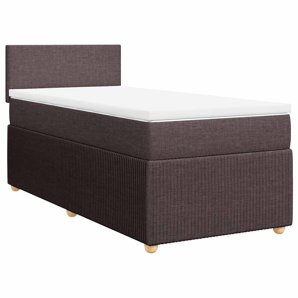 vidaXL Boxspringbett mit Matratze Dunkelbraun 90x190 cm Stoff