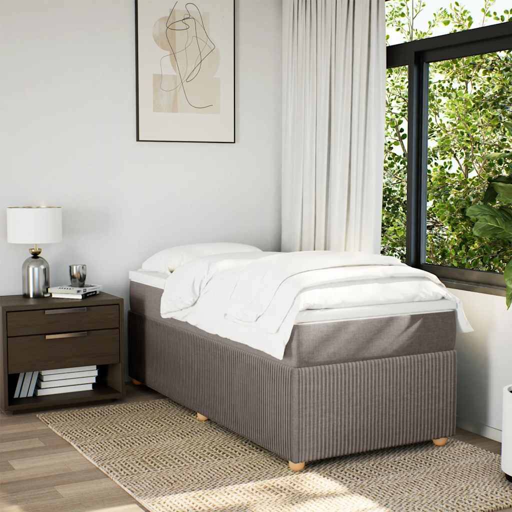 vidaXL Boxspringbett mit Matratze Taupe 90x190 cm Stoff
