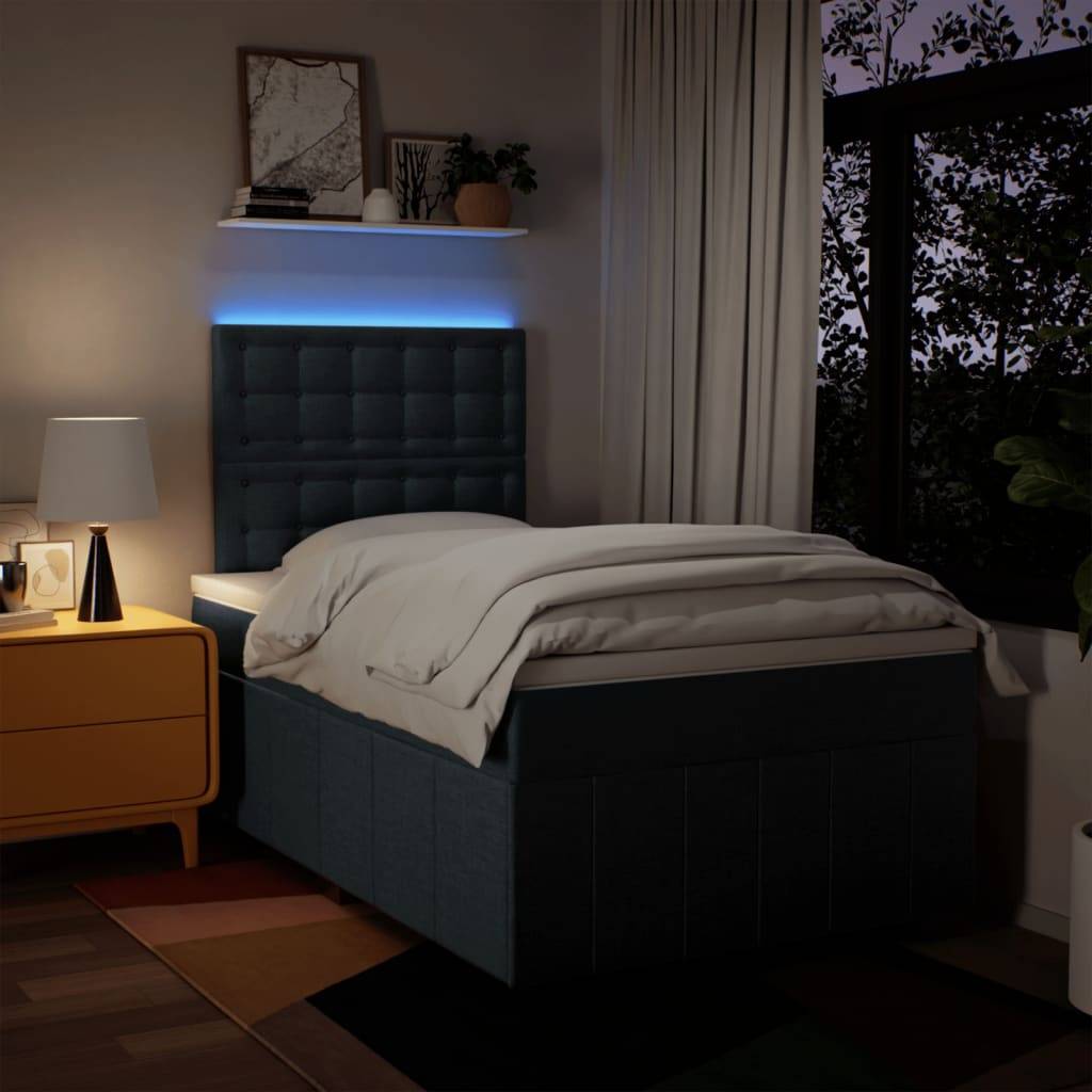 vidaXL Boxspringbett mit Matratze Blau 120x200 cm Stoff