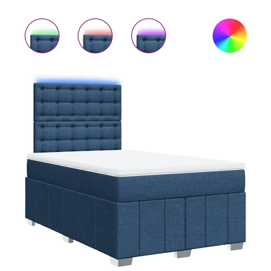 vidaXL Boxspringbett mit Matratze Blau 120x200 cm Stoff