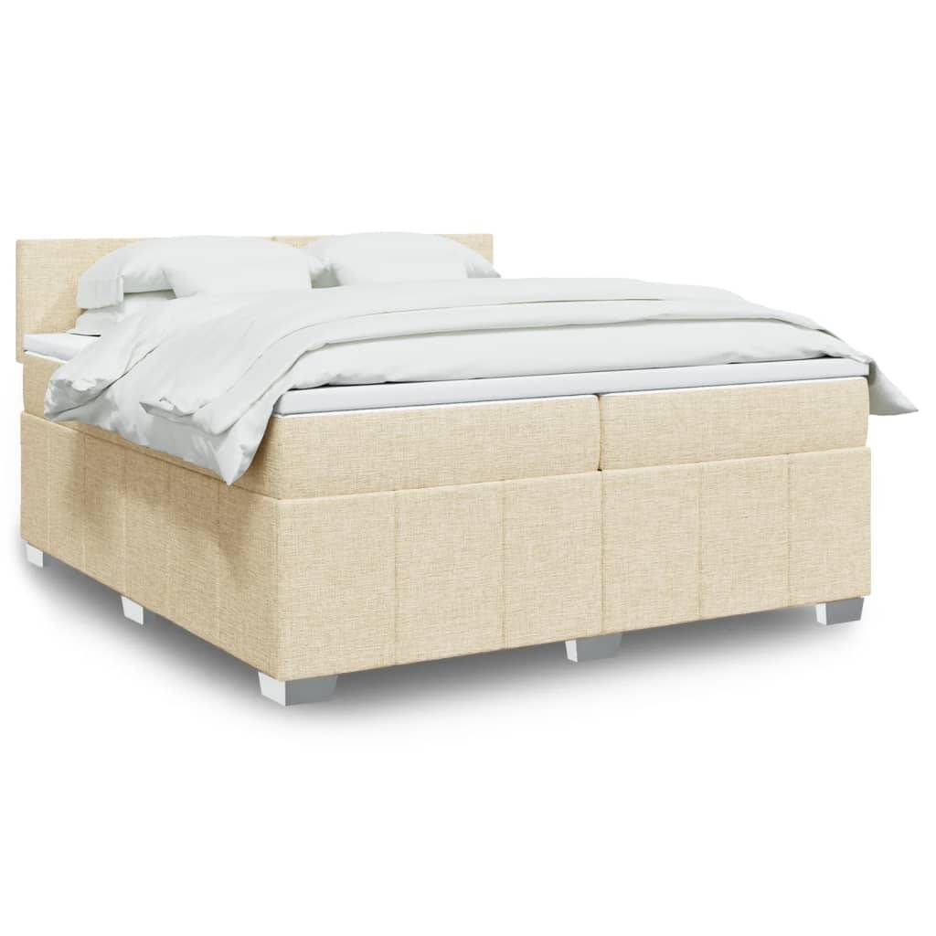 vidaXL Boxspringbett mit Matratze Creme 200x200 cm Stoff