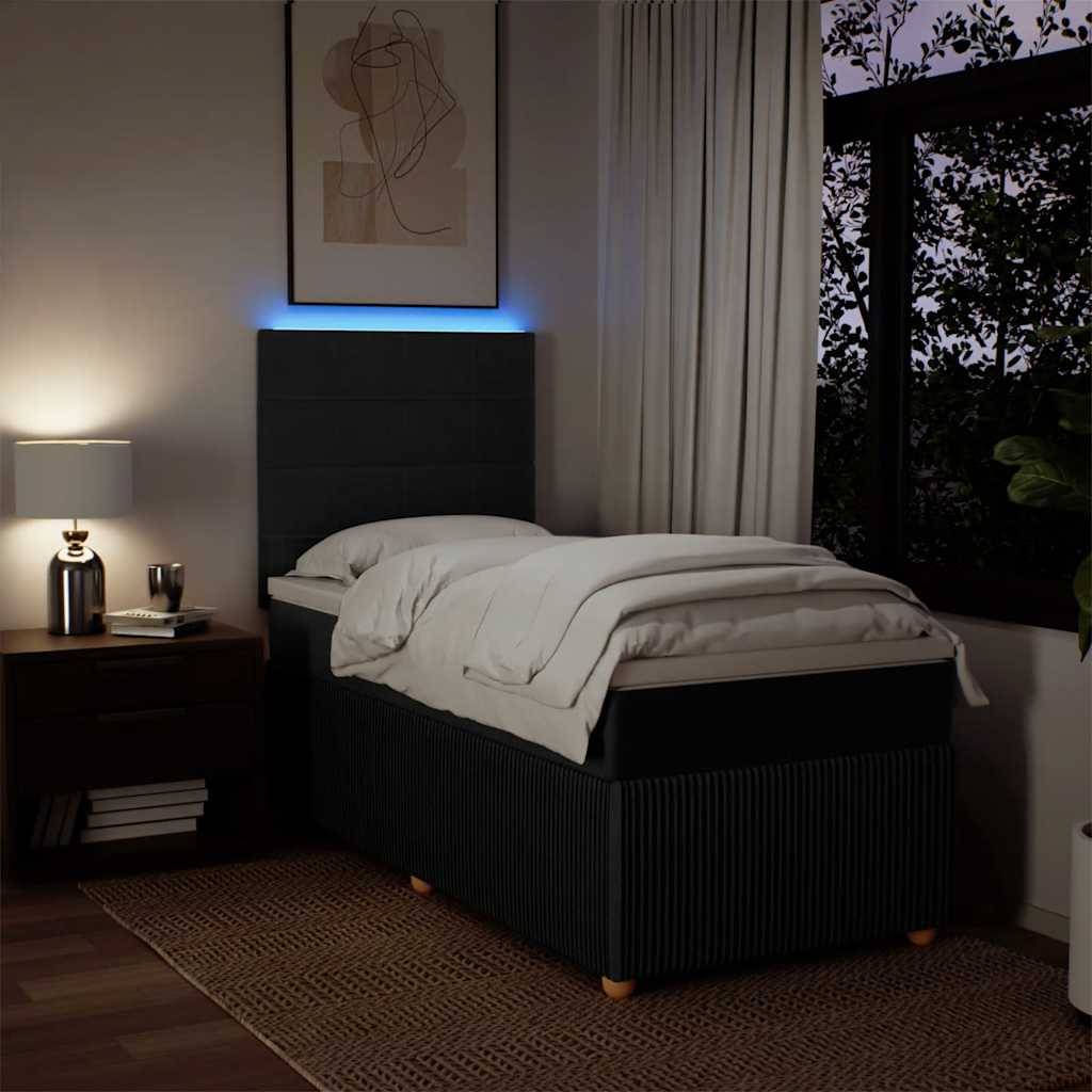 vidaXL Boxspringbett mit Matratze Schwarz 80x200 cm Stoff