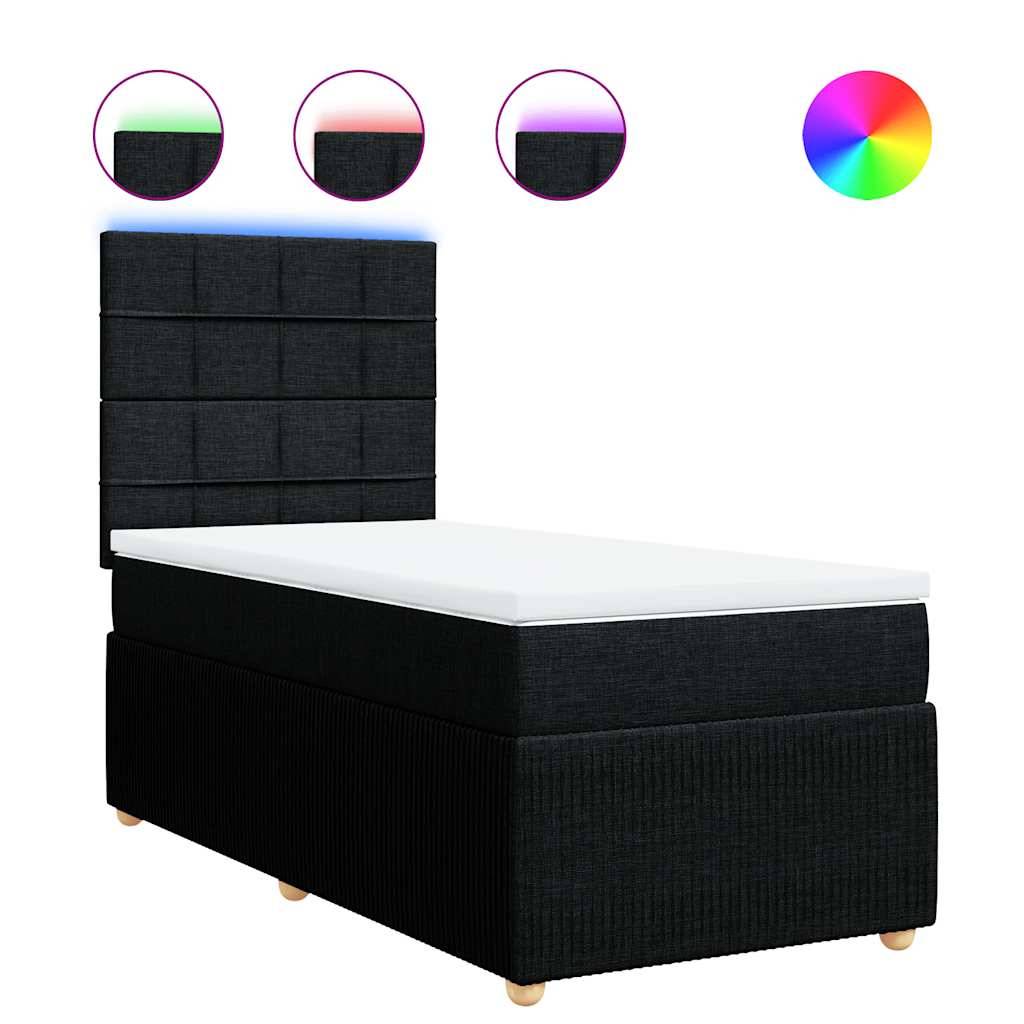 vidaXL Boxspringbett mit Matratze Schwarz 80x200 cm Stoff
