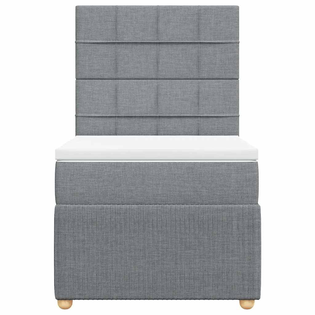 vidaXL Boxspringbett mit Matratze Hellgrau 90x200 cm Stoff