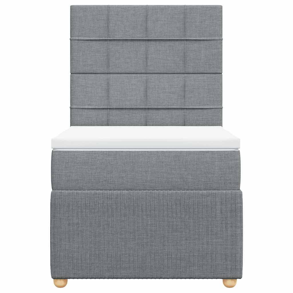 vidaXL Boxspringbett mit Matratze Hellgrau 100x200 cm Stoff