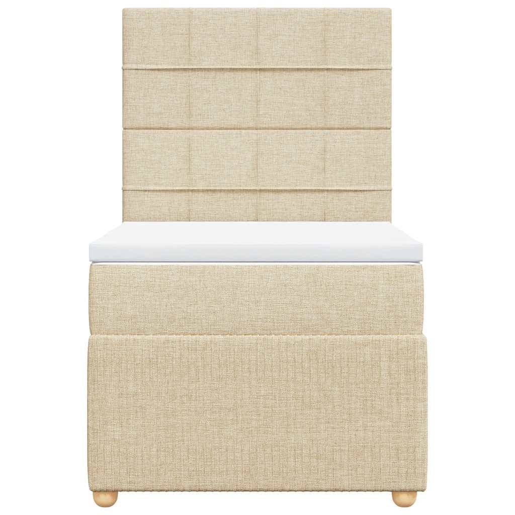 vidaXL Boxspringbett mit Matratze Creme 100x200 cm Stoff