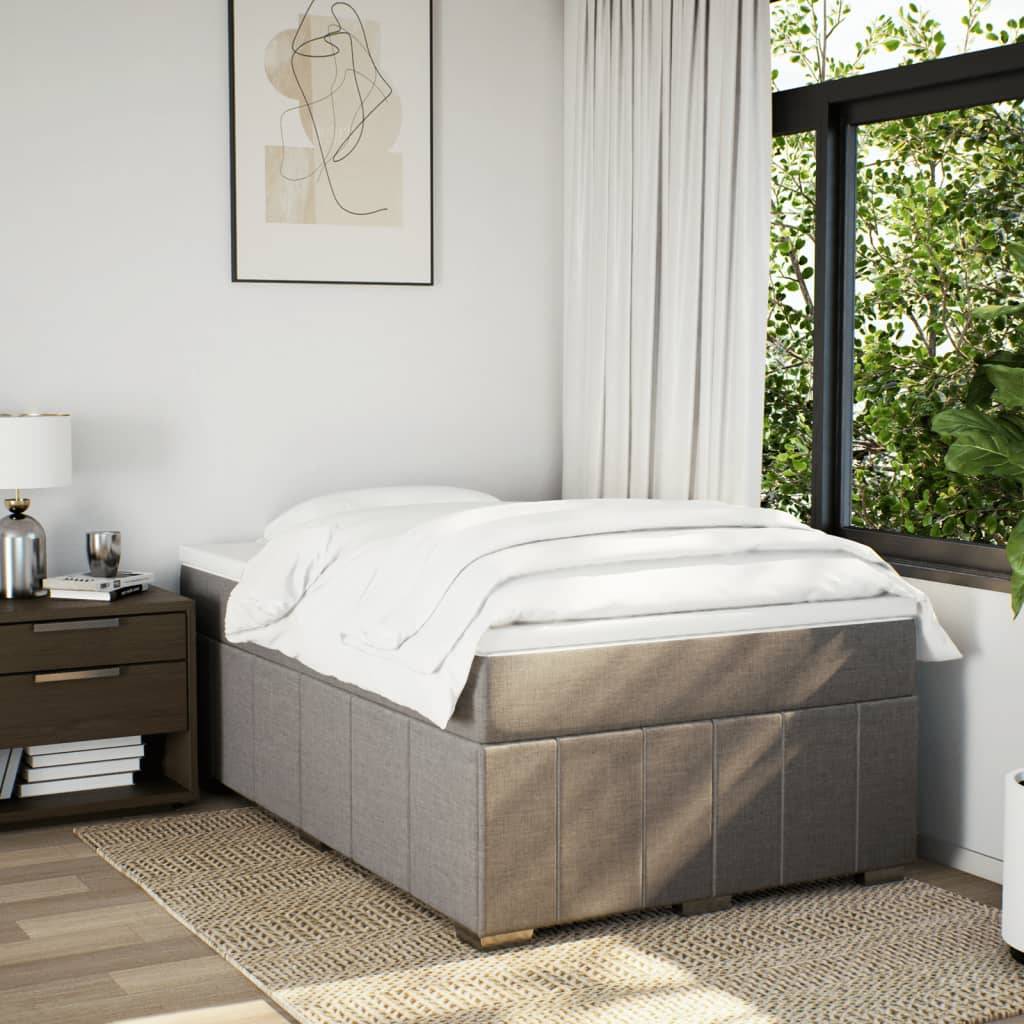 vidaXL Boxspringbett mit Matratze Taupe 120x200 cm Stoff