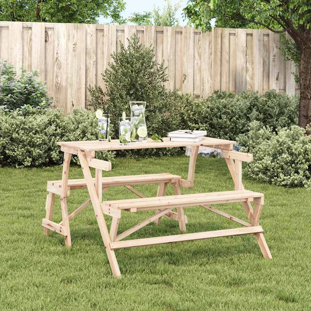 vidaXL Picknicktisch mit Bänken 2-in-1 Massivholz Tanne