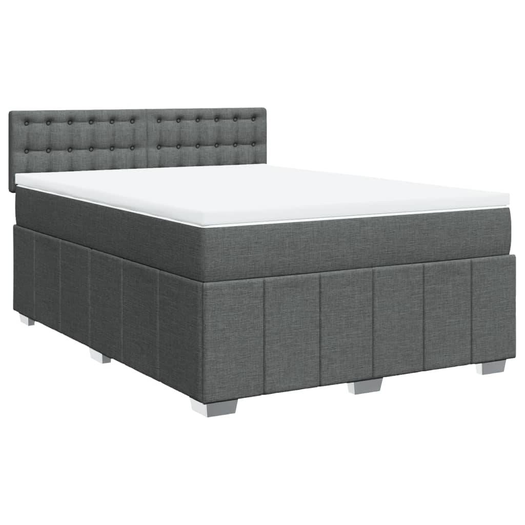 vidaXL Boxspringbett mit Matratze Dunkelgrau 160x200 cm Stoff
