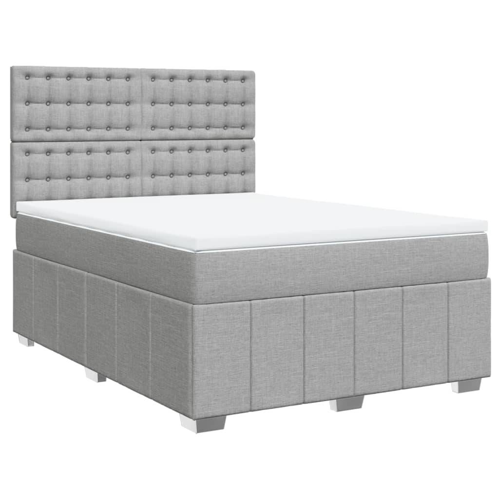 vidaXL Boxspringbett mit Matratze Hellgrau 140x190 cm Stoff