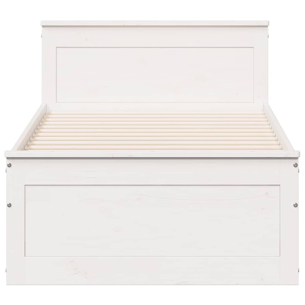 vidaXL Massivholzbett ohne Matratze mit Kopfteil Weiß 75x190 cm