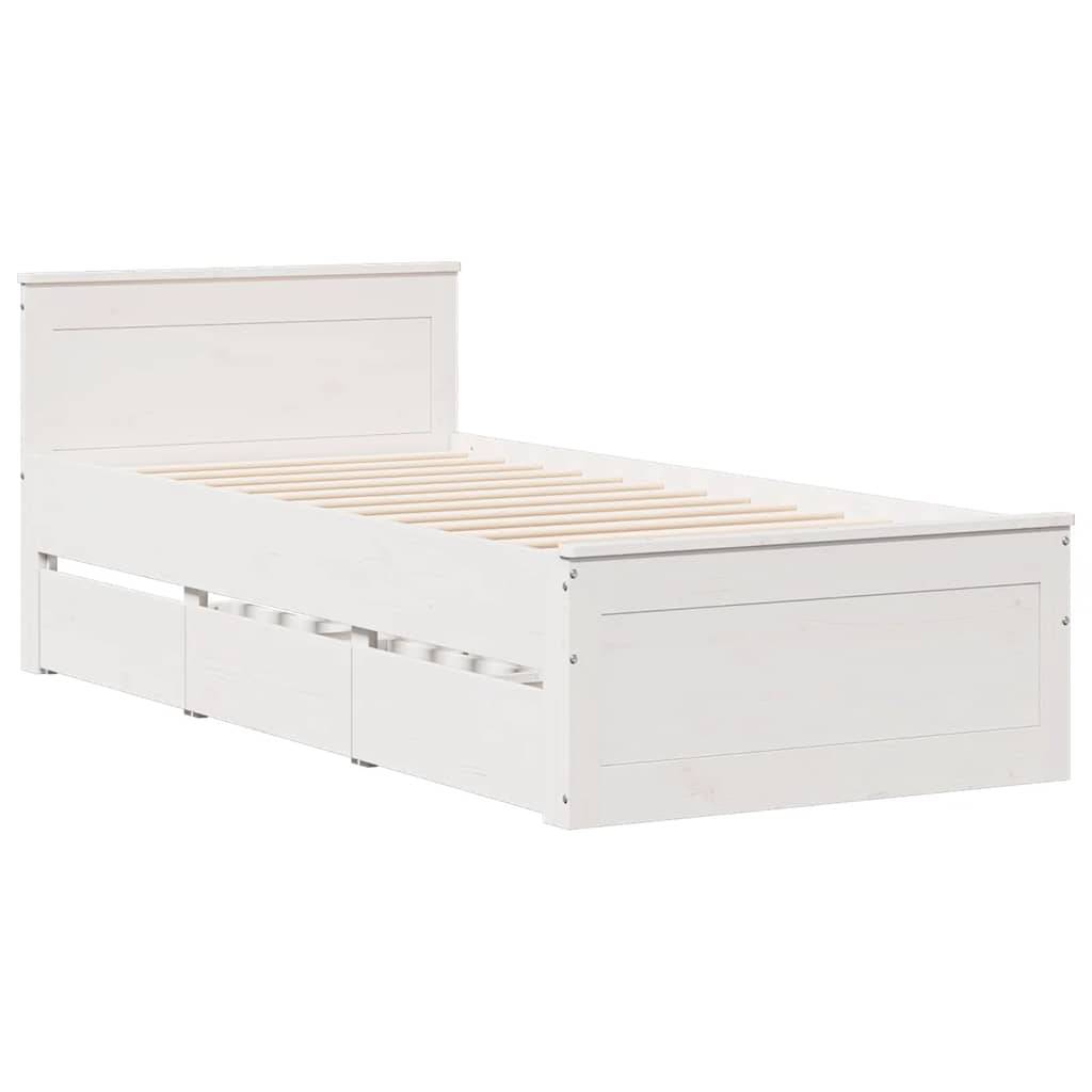 vidaXL Massivholzbett ohne Matratze mit Kopfteil Weiß 75x190 cm