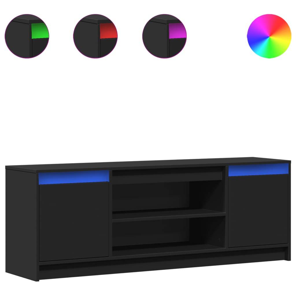 vidaXL TV-Schrank mit LED-Beleuchtung Schwarz 139,5x34x50 cm