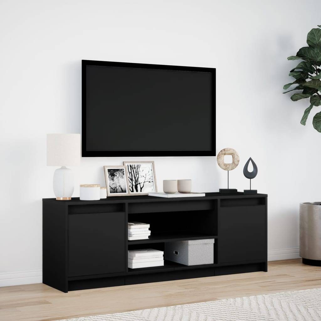 vidaXL TV-Schrank mit LED-Beleuchtung Schwarz 139,5x34x50 cm
