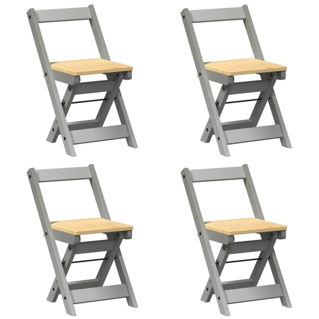 vidaXL Esszimmerstühle Klappbar 4 Stk. Corona Grau Massivholz Kiefer