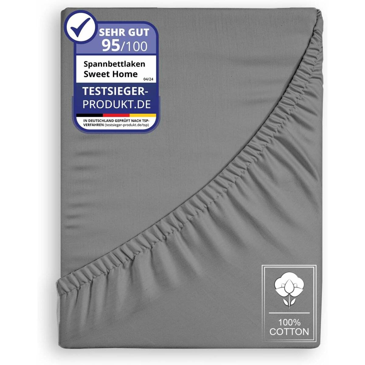 Spannbettlaken Jersey 200x200cm 100% Baumwolle Boxspringbetten und alle Betten bis 25 cm Anthrazit