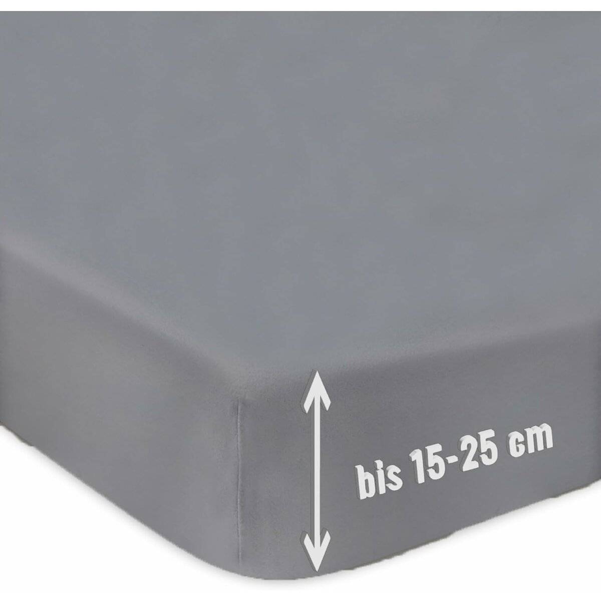 Spannbettlaken Jersey 90x200cm 100% Baumwolle Boxspringbetten und alle Betten bis 25 cm Anthrazit