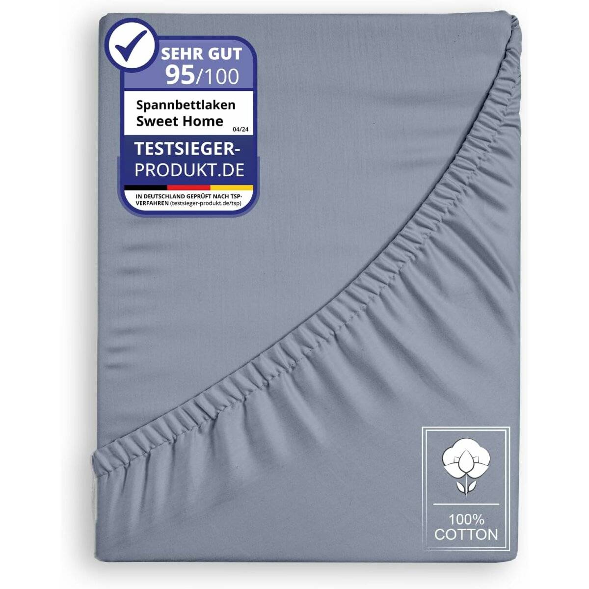 Spannbettlaken Jersey 160x200cm 100% Baumwolle Boxspringbetten und alle Betten bis 25 cm Grau