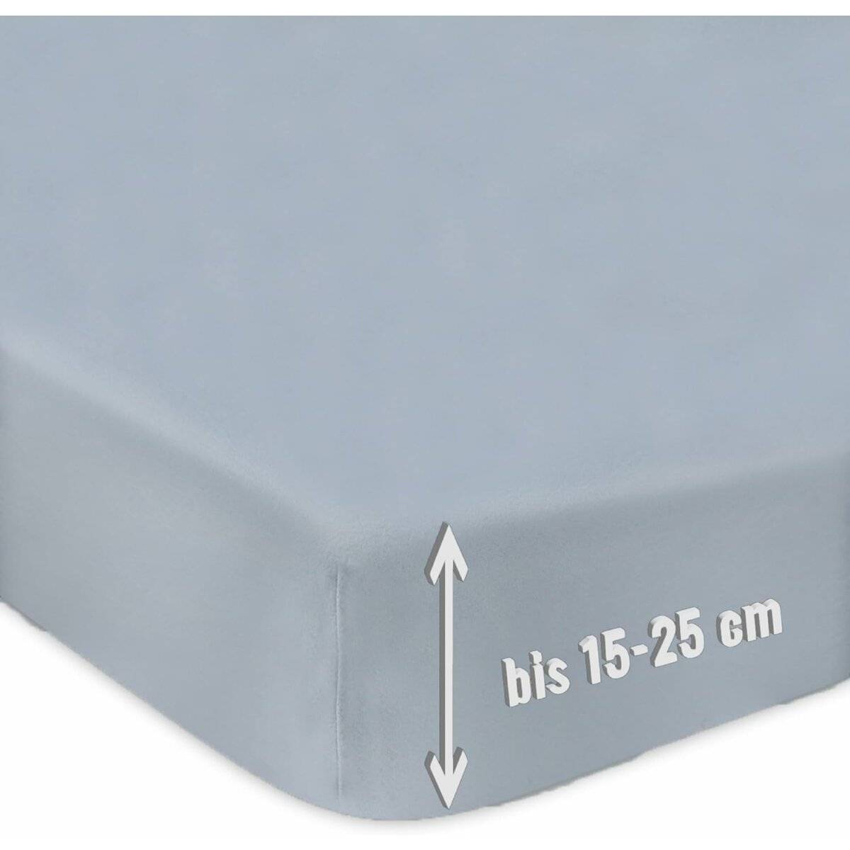 Spannbettlaken Jersey 160x200cm 100% Baumwolle Boxspringbetten und alle Betten bis 25 cm Grau