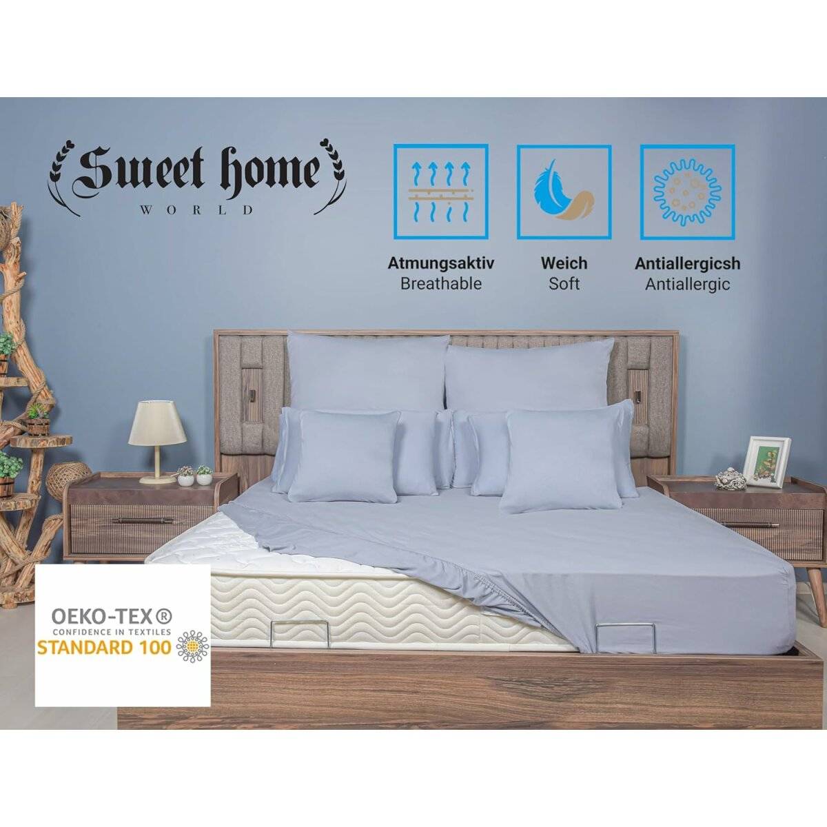 Spannbettlaken Jersey 160x200cm 100% Baumwolle Boxspringbetten und alle Betten bis 25 cm Grau