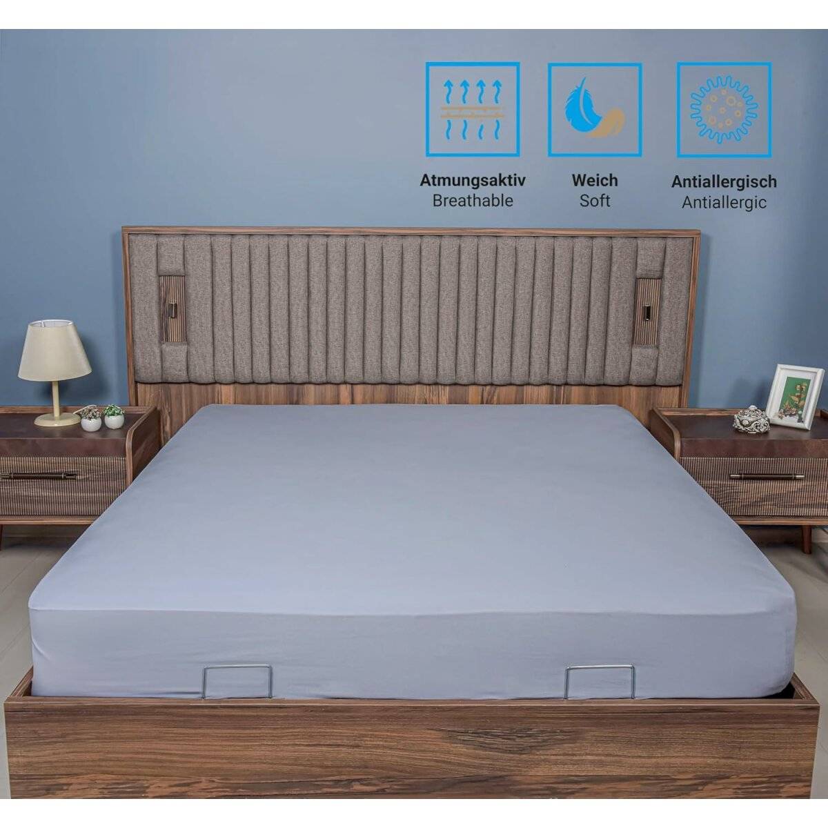 Spannbettlaken Jersey 180x200cm 100% Baumwolle Boxspringbetten und alle Betten bis 25 cm Grau