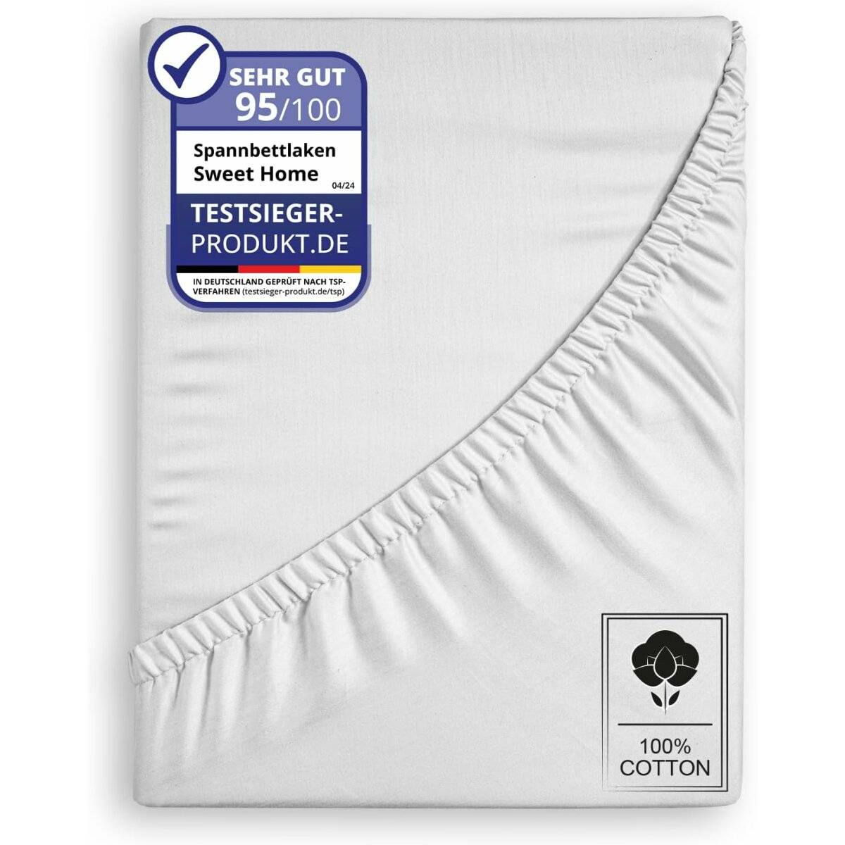 Spannbettlaken Jersey 140x200cm 100% Baumwolle Boxspringbetten und alle Betten bis 25 cm Weiß