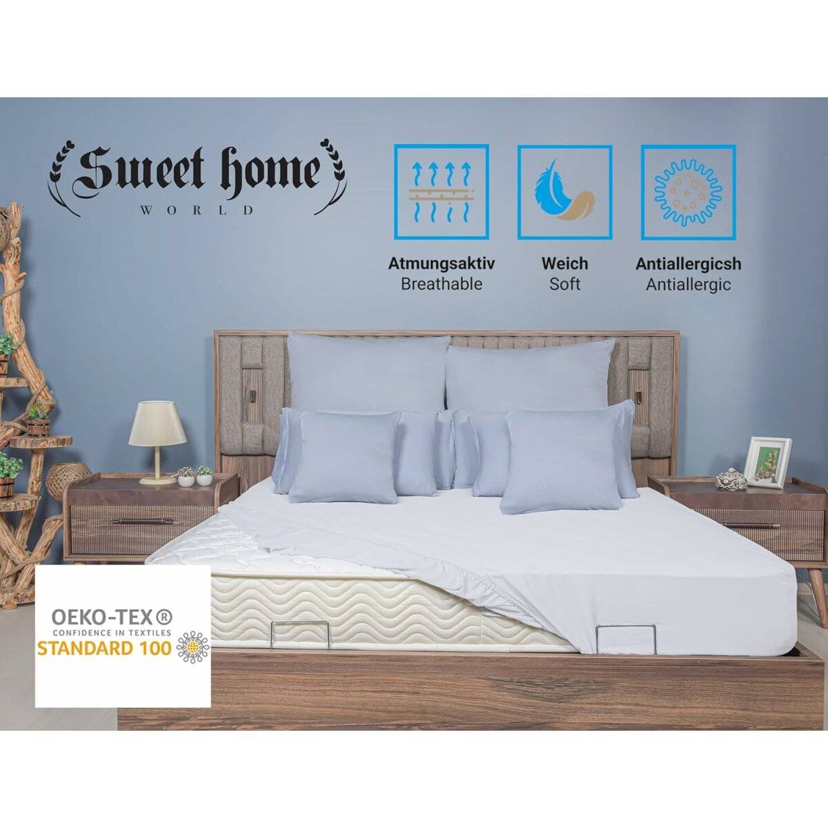 Spannbettlaken Jersey 140x200cm 100% Baumwolle Boxspringbetten und alle Betten bis 25 cm Weiß