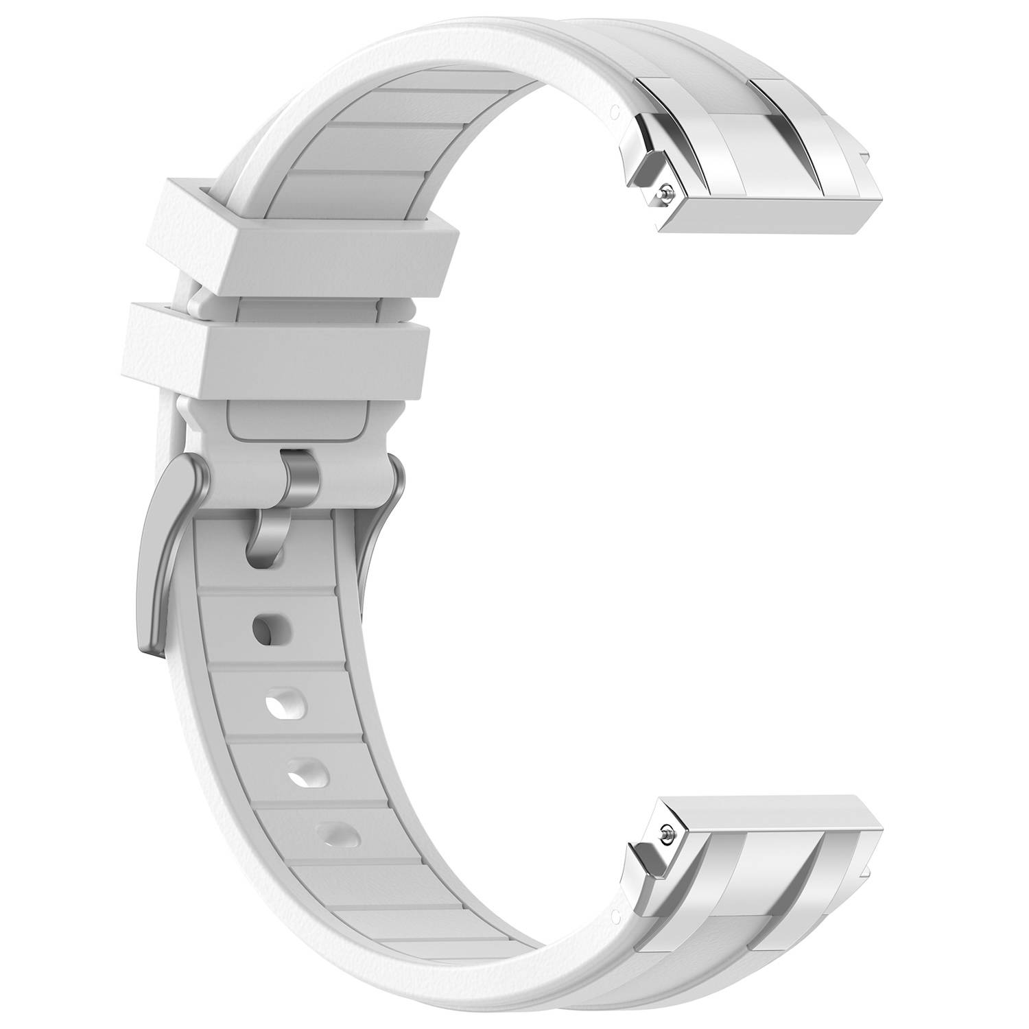 Für Samsung Galaxy Watch FE 40mm Silikon Schnellverschluss silberner Schnalle Ersatz Arm Band Weiß