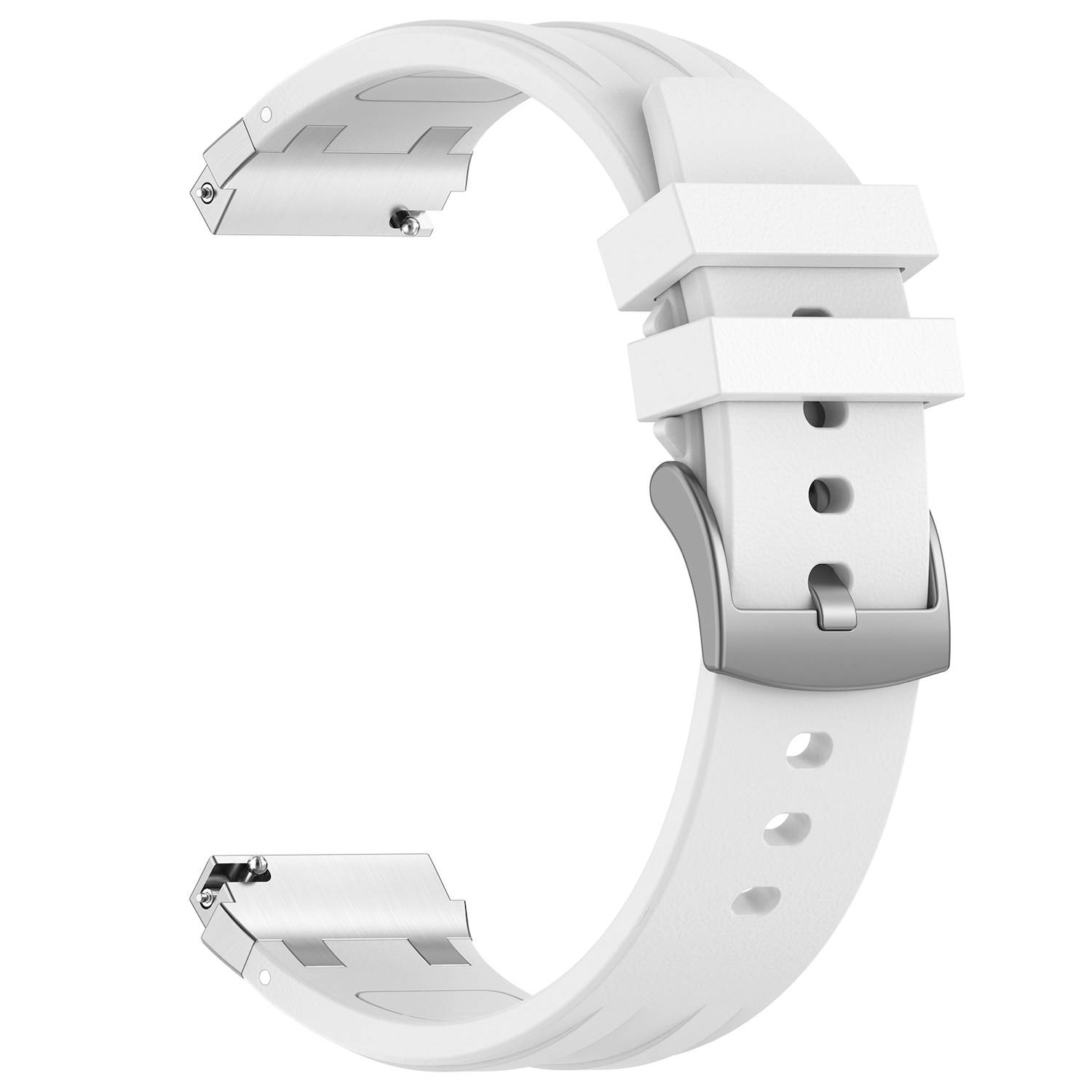 Für Samsung Galaxy Watch FE 40mm Silikon Schnellverschluss silberner Schnalle Ersatz Arm Band Weiß