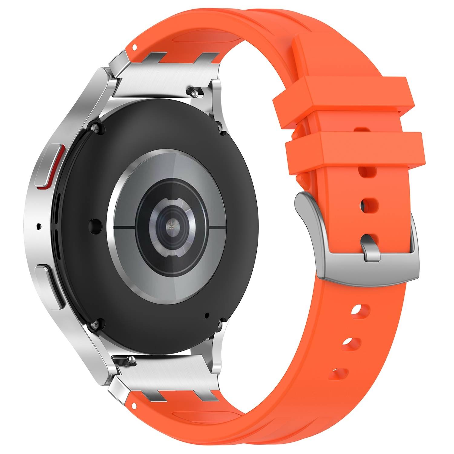 Für Samsung Galaxy Watch FE 40mm Silikon Schnellverschluss silberner Schnalle Ersatz Arm Band Orange