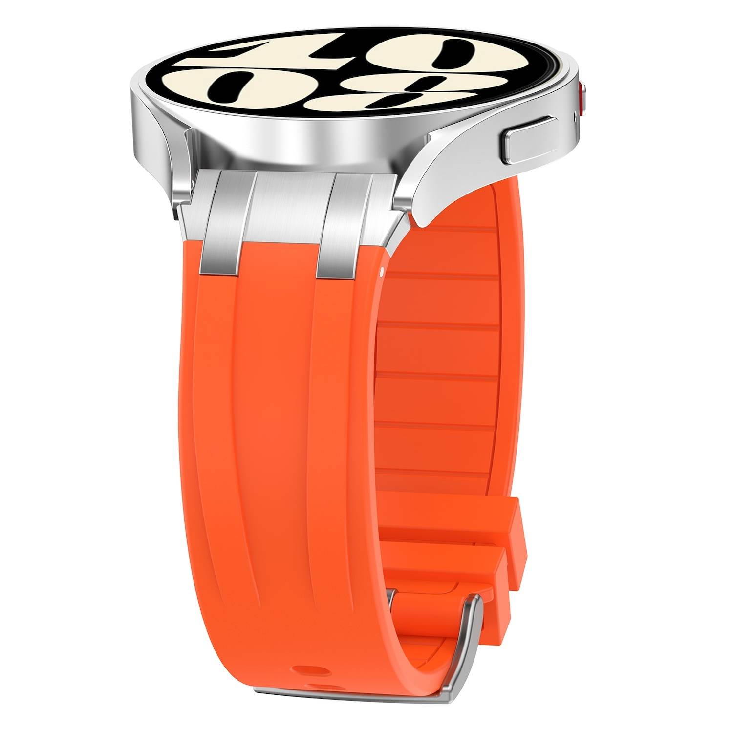 Für Samsung Galaxy Watch FE 40mm Silikon Schnellverschluss silberner Schnalle Ersatz Arm Band Orange