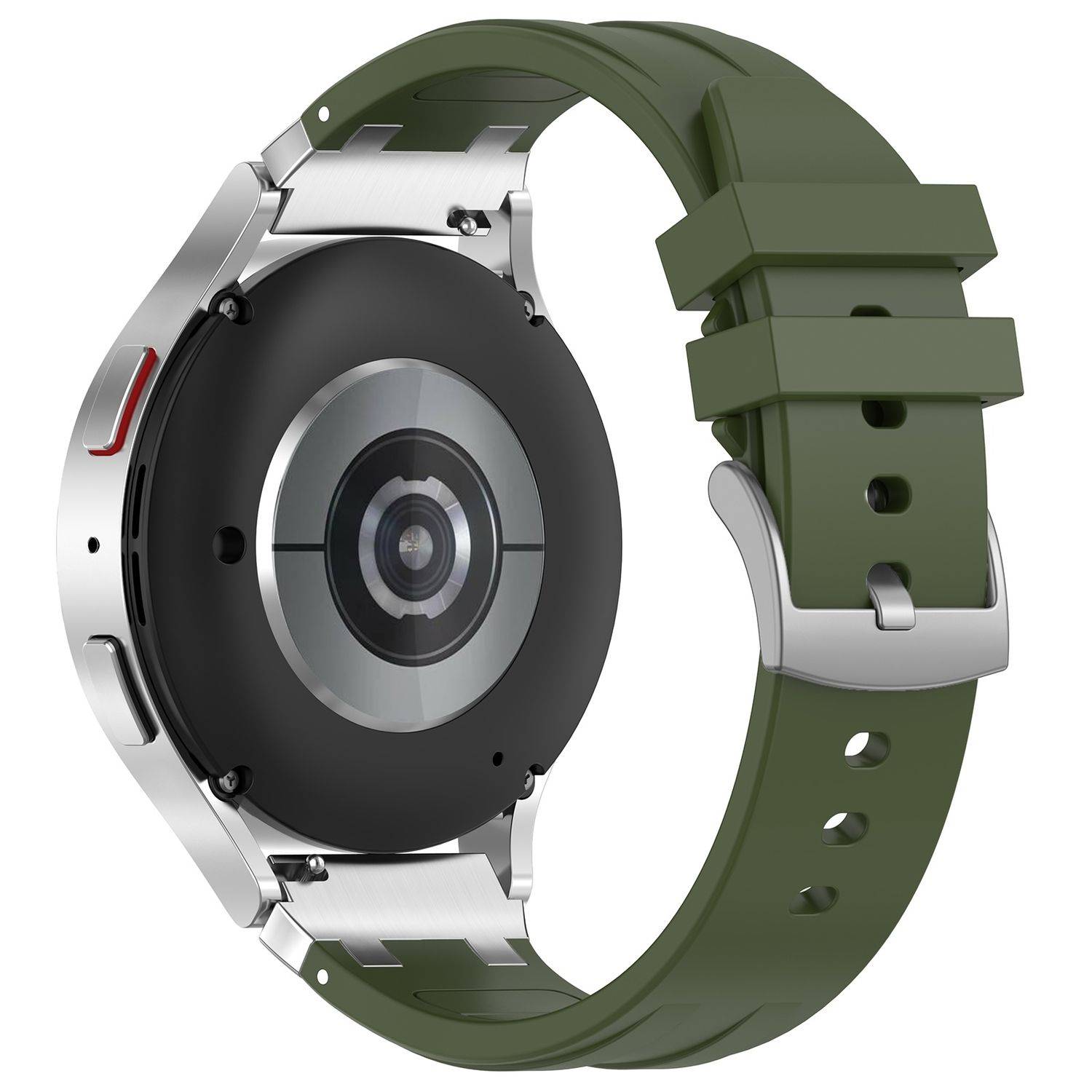 Für Samsung Galaxy Watch FE 40mm Silikon Schnellverschluss silberner Schnalle Ersatz Arm Band Dunkelgrün