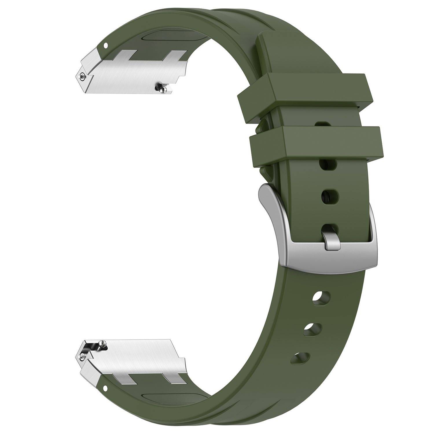 Für Samsung Galaxy Watch FE 40mm Silikon Schnellverschluss silberner Schnalle Ersatz Arm Band Dunkelgrün