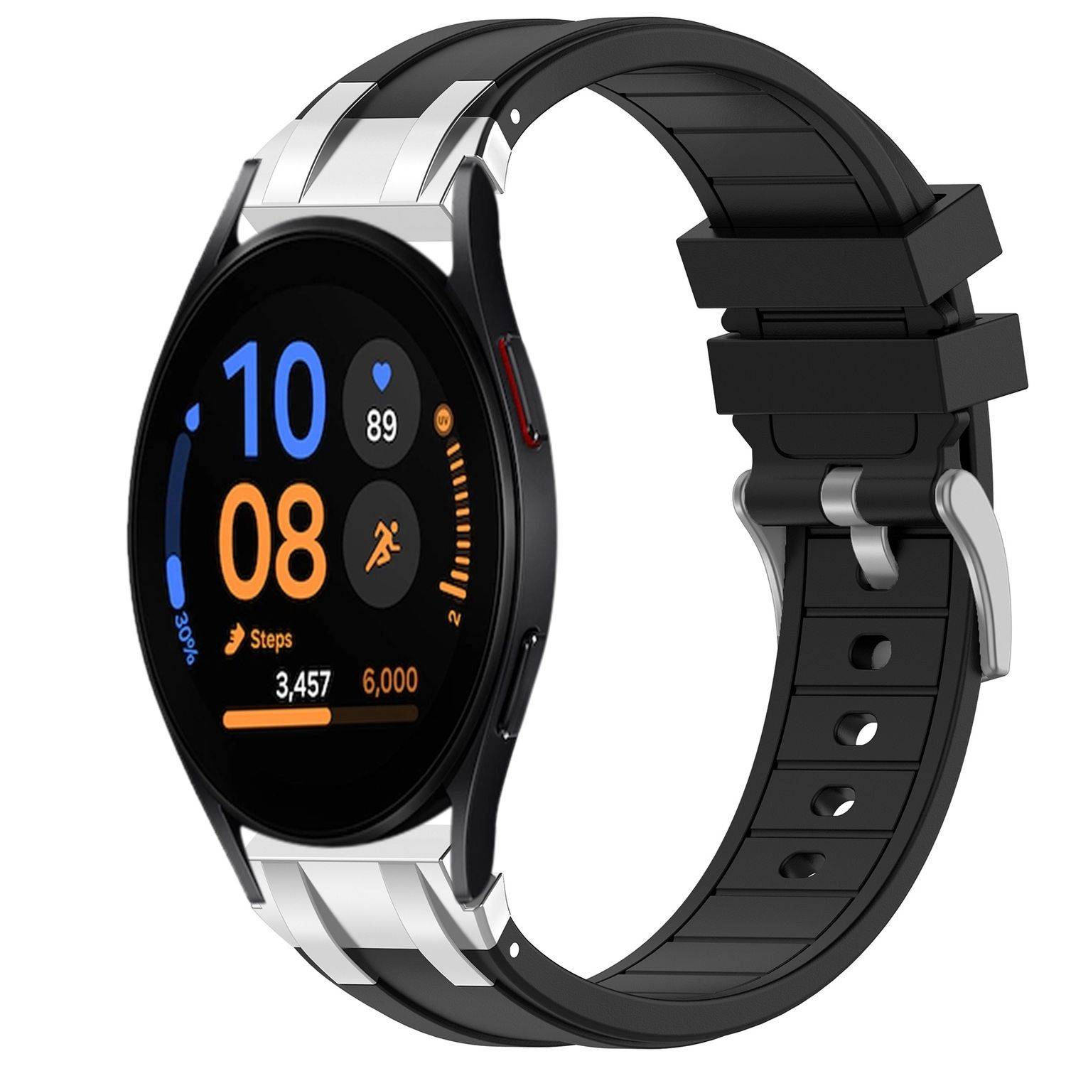Für Samsung Galaxy Watch FE 40mm hochwertiges Silikon Arm Band Schwarz