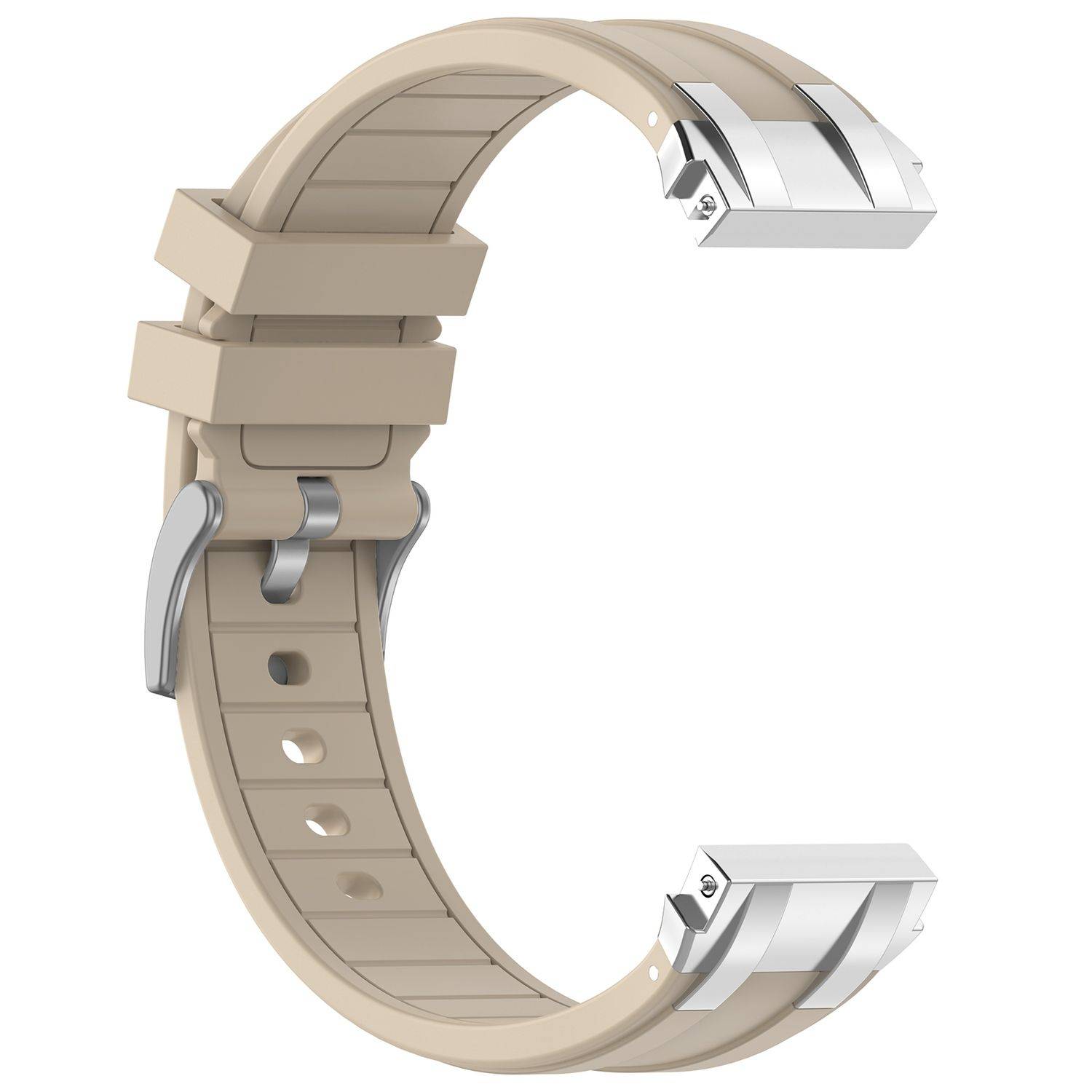 Für Samsung Galaxy Watch FE 40mm Silikon Schnellverschluss silberner Schnalle Ersatz Arm Band Beige