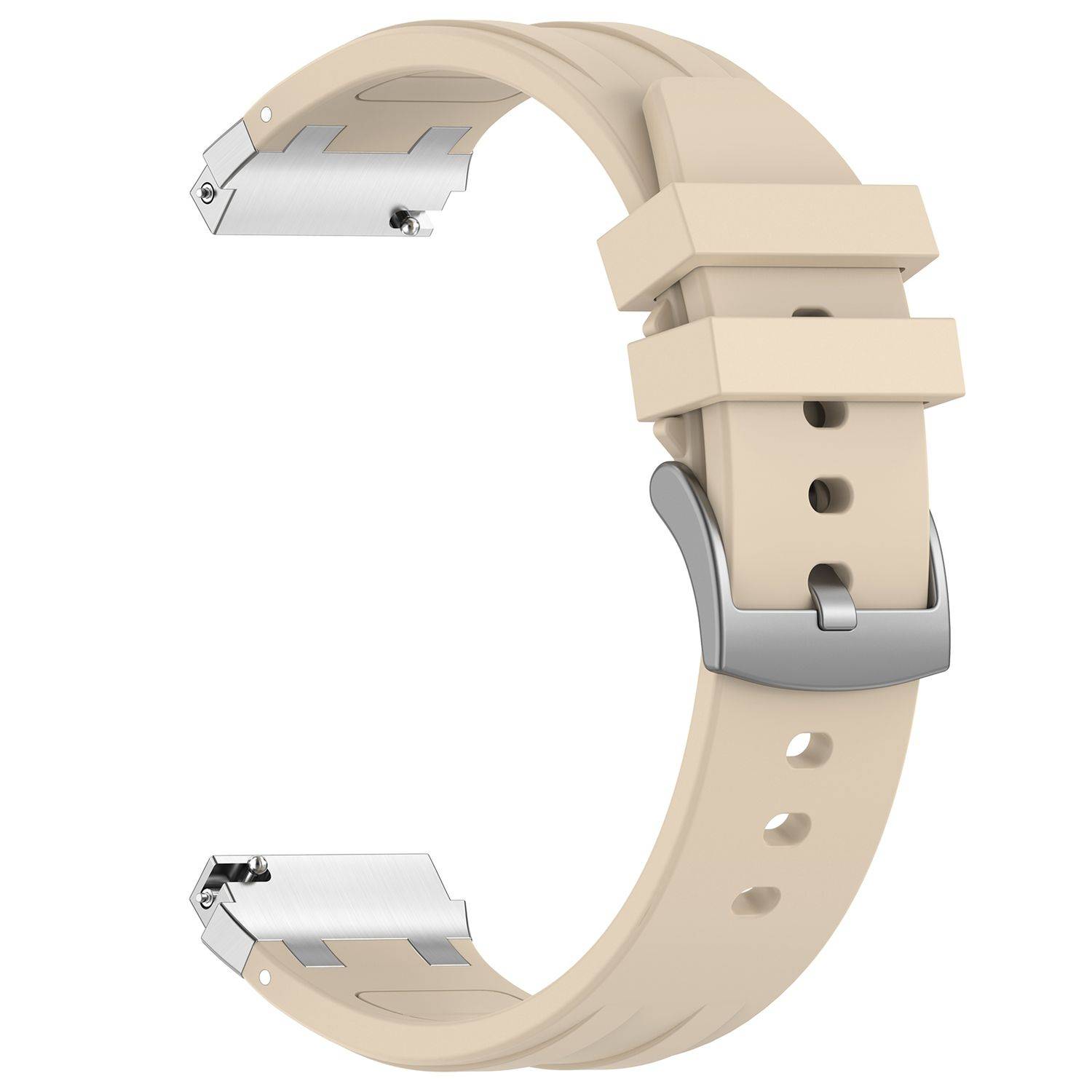 Für Samsung Galaxy Watch FE 40mm Silikon Schnellverschluss silberner Schnalle Ersatz Arm Band Beige