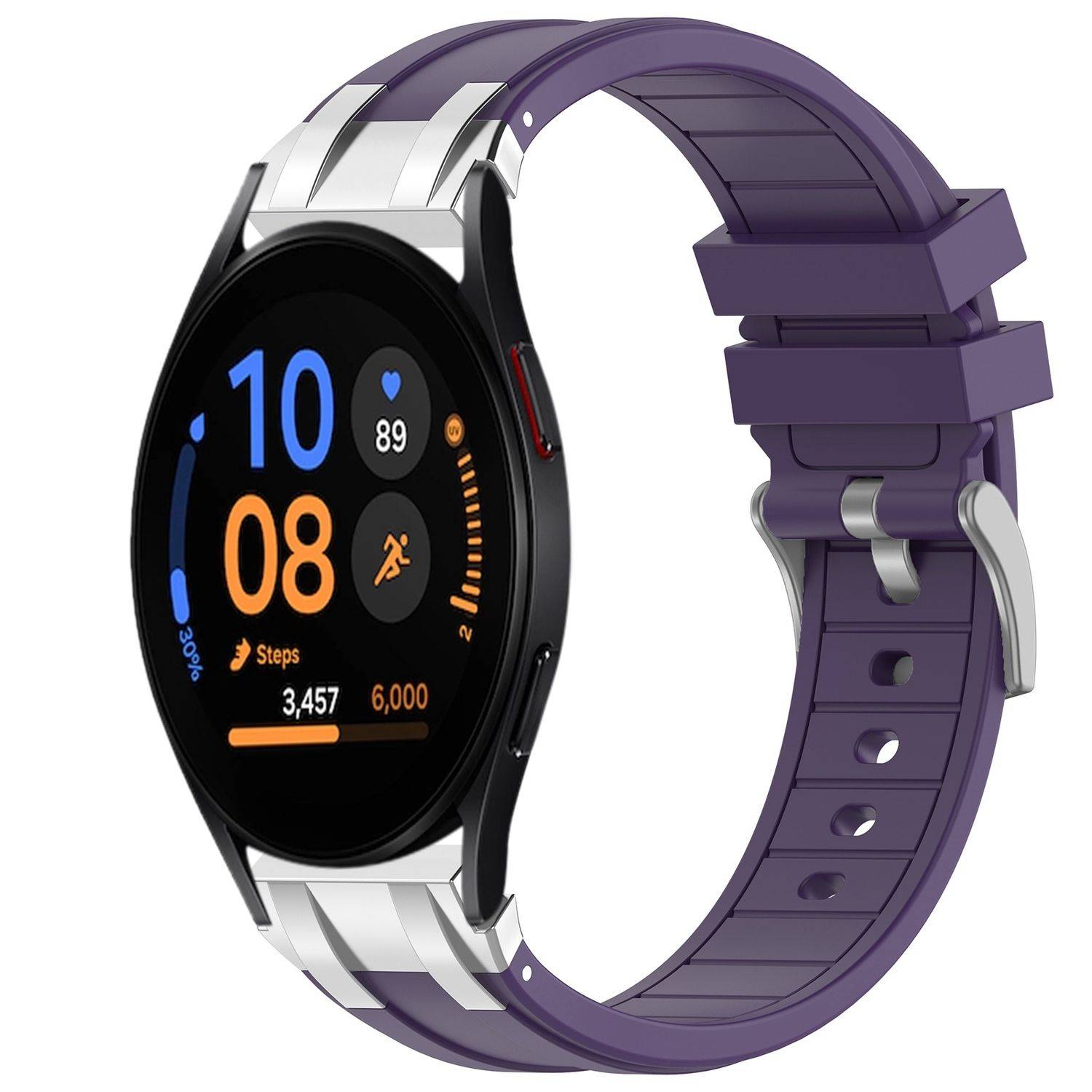 Für Samsung Galaxy Watch FE 40mm Silikon Schnellverschluss silberner Schnalle Ersatz Arm Band Lila