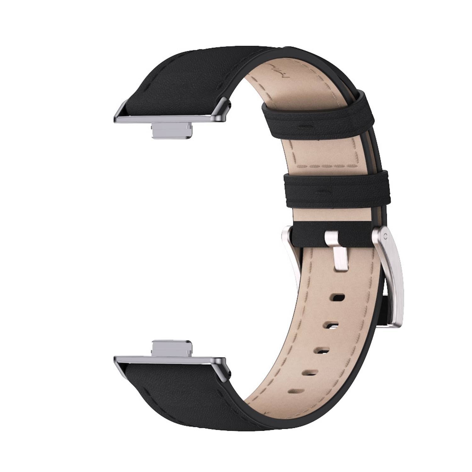 Für Huawei Watch Fit 3 Echt Leder Design Ersatz Smart Watch Arm Band Schwarz