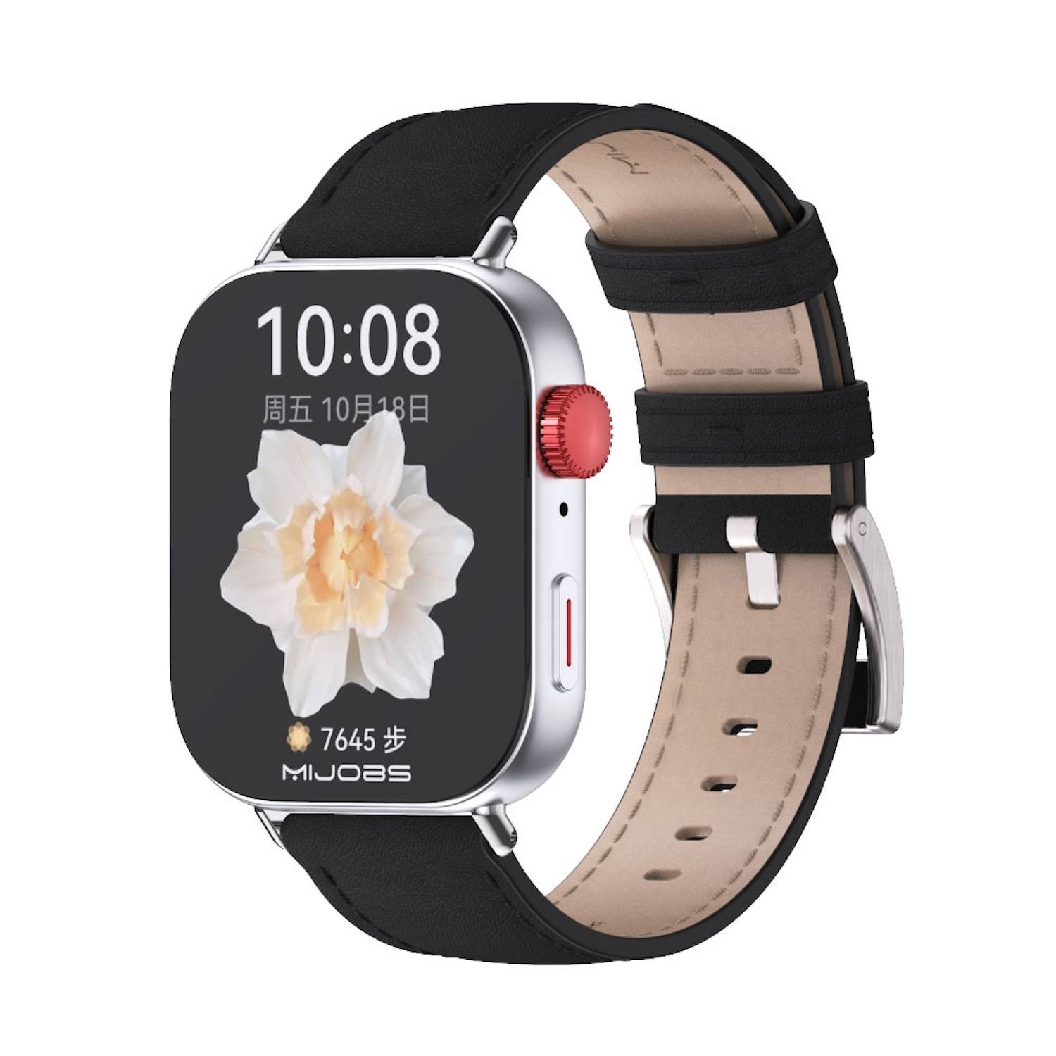 Für Huawei Watch Fit 3 Echt Leder Design Ersatz Smart Watch Arm Band Schwarz / Silber