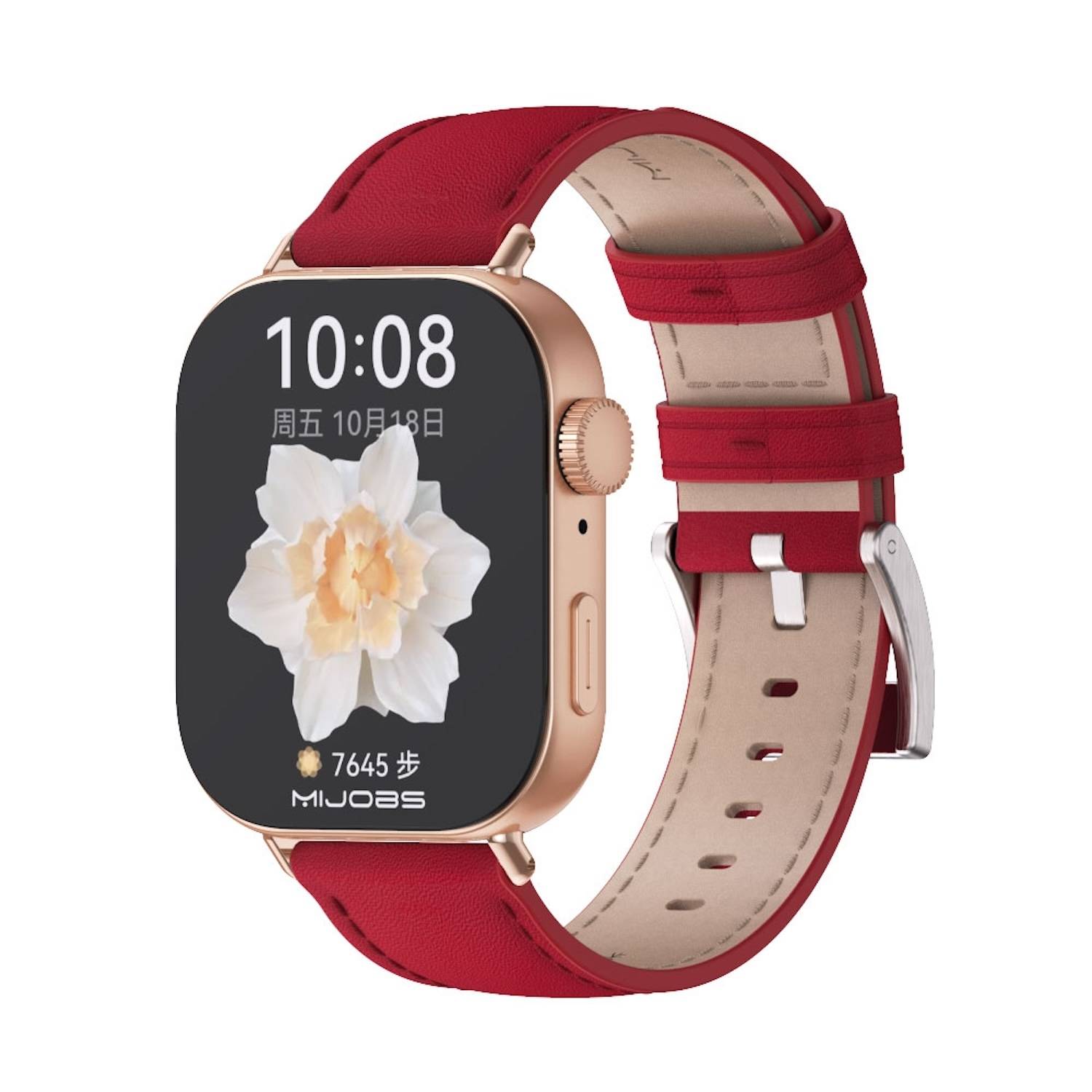 Für Huawei Watch Fit 3 Echt Leder Design Ersatz Smart Watch Arm Band Rot / Rose Gold