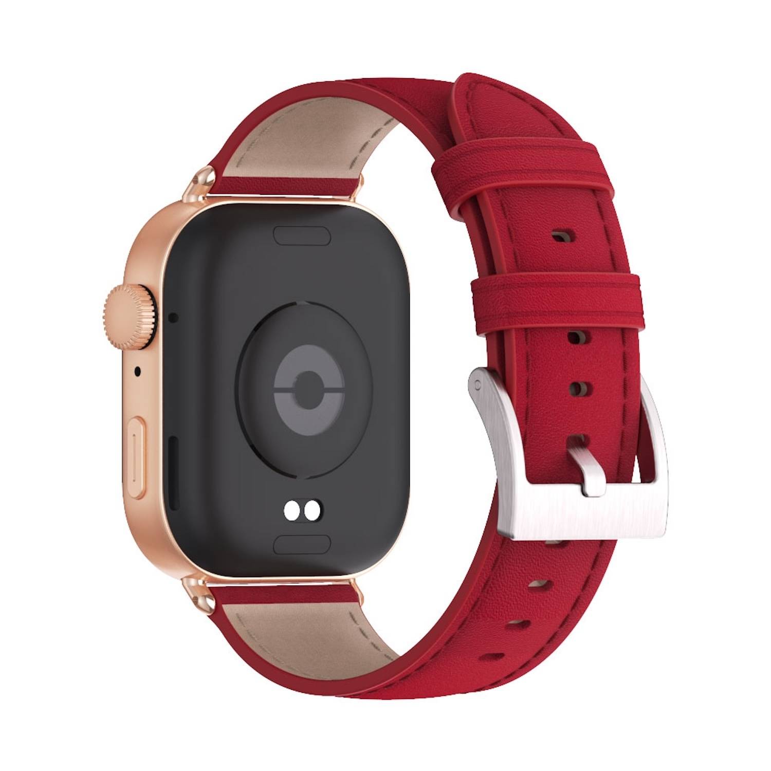 Für Huawei Watch Fit 3 Echt Leder Design Ersatz Smart Watch Arm Band Rot / Rose Gold