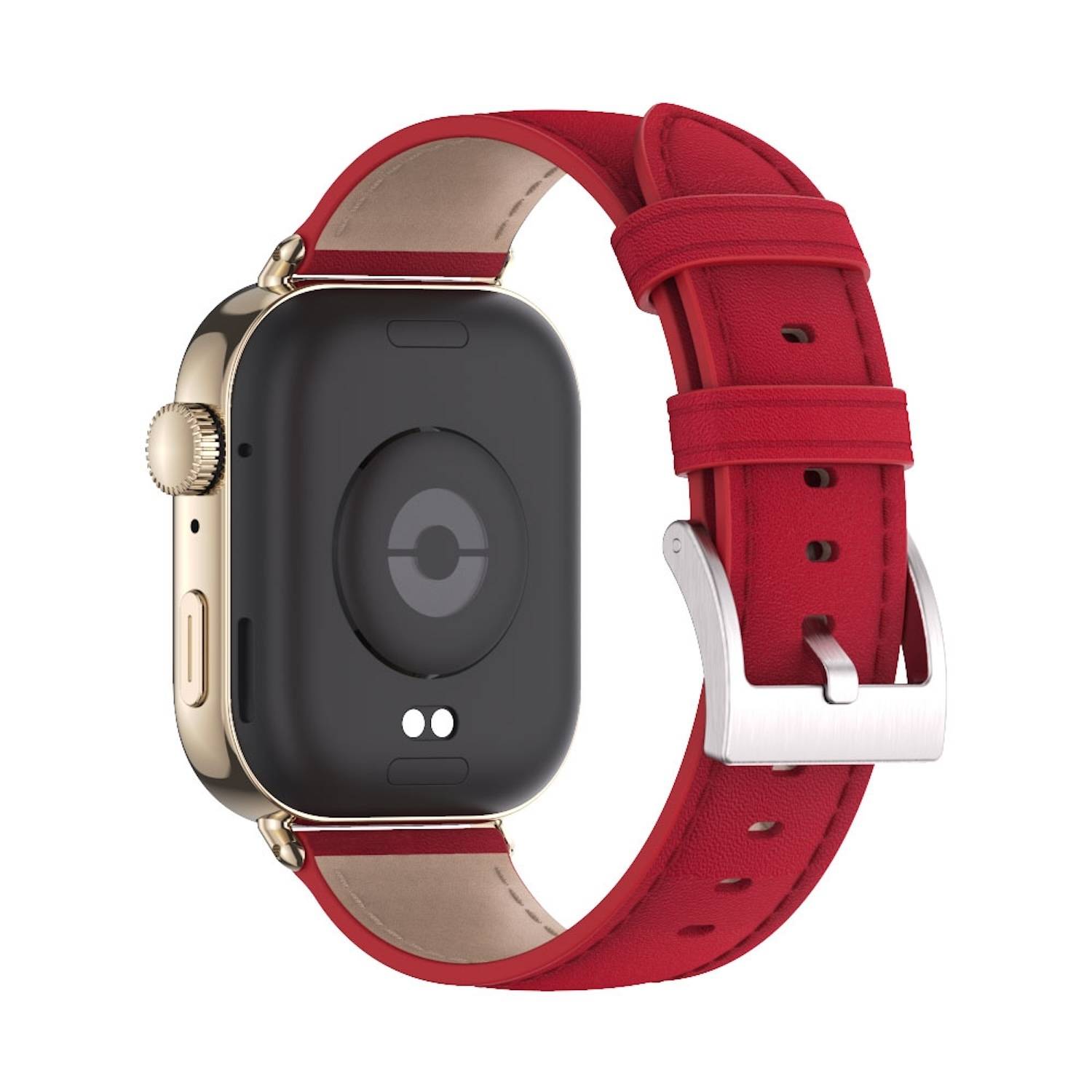 Für Huawei Watch Fit 3 Echt Leder Design Ersatz Smart Watch Arm Band Rot / Gold