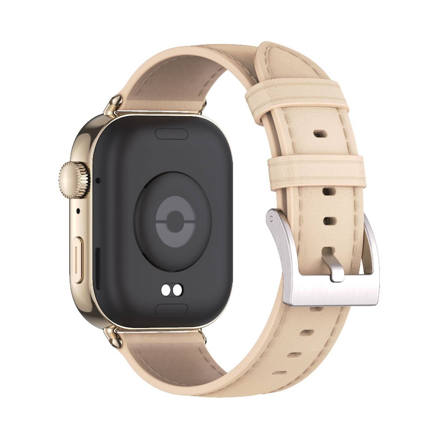 Für Huawei Watch Fit 3 Echt Leder Design Ersatz Smart Watch Arm Band Beige / Gold