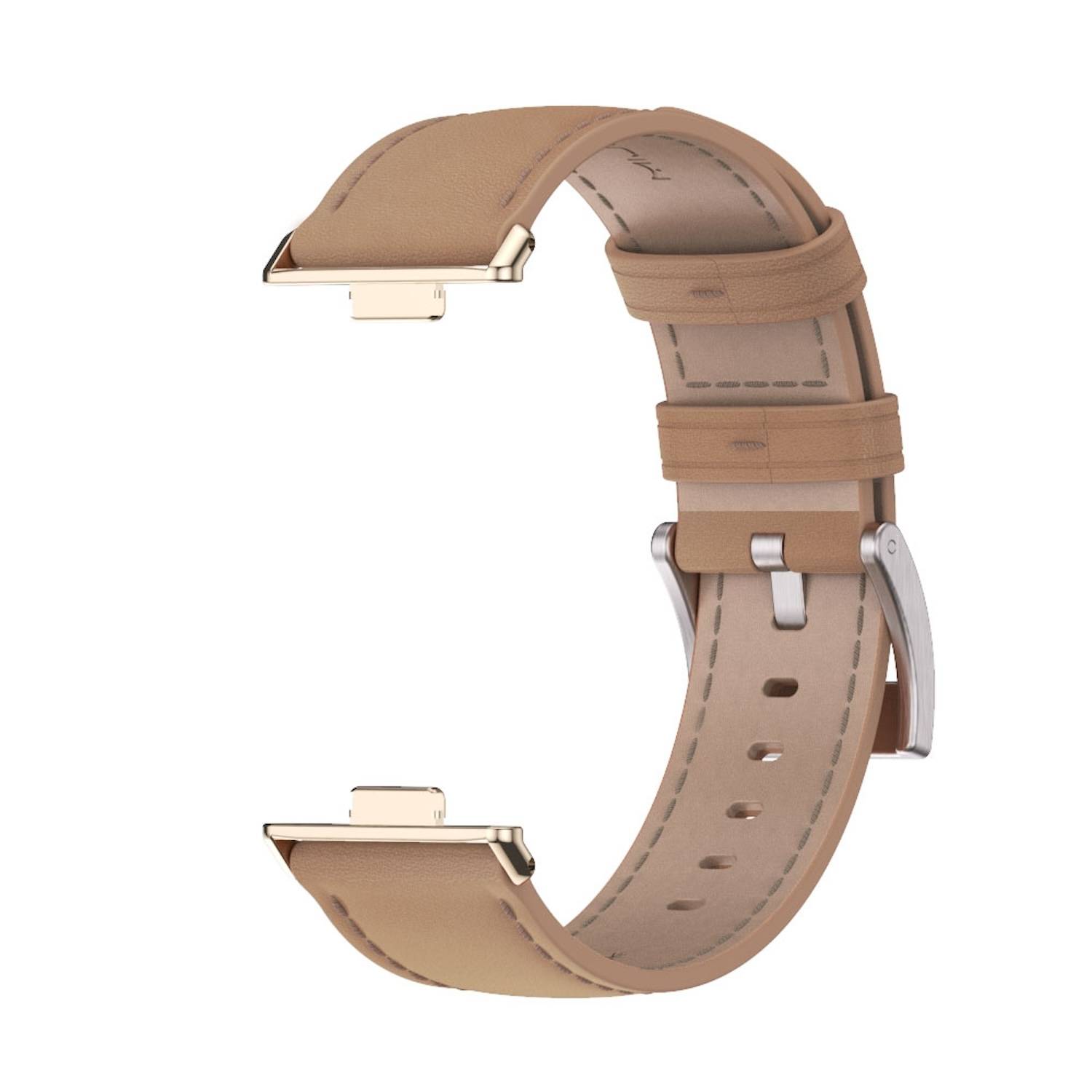 Für Huawei Watch Fit 3 Echt Leder Design Watch Arm Band Hellbraun 2