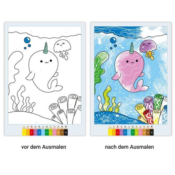 Ravensburger CreArt Malen nach Zahlen ab 5: Kawaii Süße Freunde, Malbuch, 24 Motive, Zauberpapier