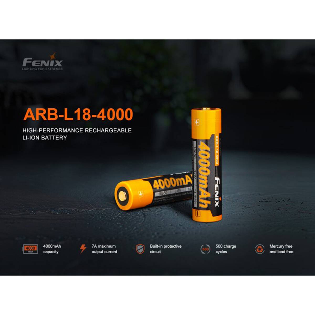 Fenix ARB-L18-4000 18650 3,6V Lithium-Ionen Akku 4000mAh